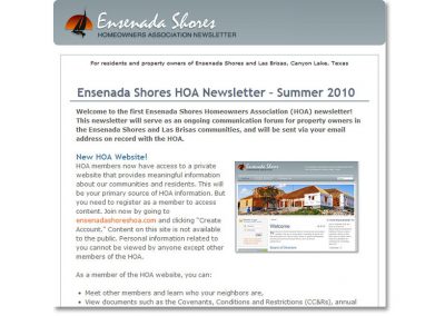 Homeowners Assoc. e-Newsletter